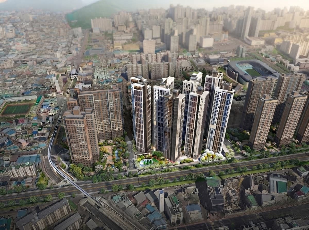 Aerial rendering of Hillstate Daegu Station Opera